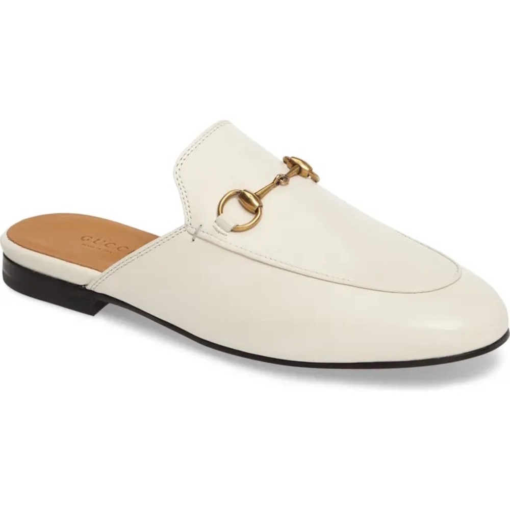 Gucci Princetown White Leather Slipper Size 36.5